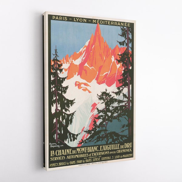 La Chaine Art, Mont Blanc France Poster, Vintage Travel Poster, Fine Art Print, Home Decor Art, Wall Art Print