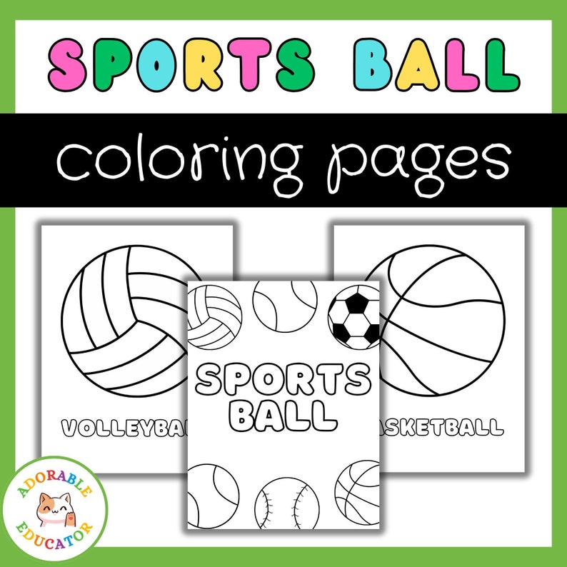 Sports Balls Coloring Pages for Kids, Toddlers, Preschoolers, Coloring ...