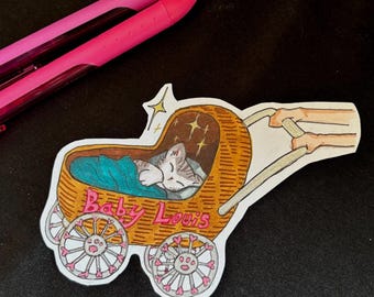 Baby Kitty Sticker, Vinyl Sticker 3x3