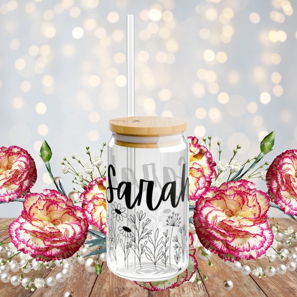 Personalized Trending Can Glass 16oz Custom Bridesmaid Gift for Her Birthday gift for Wedding Party Gift for Mothers Day Trending Now Gift