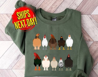 Chicken Sweatshirt, Women Chicken Shirt, Funny Easter Shirt, Chicken Mom T-shirt, Farm Animal Tee Shirt, Easter Tee, Chicken Coop Tee