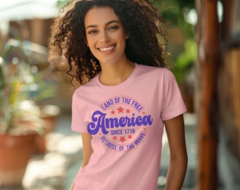 Retro USA Patriotisches T-Shirt: Land des freien, Unabhängigkeitstag-T-Stücks