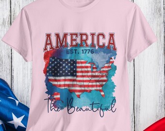 T-shirt carte des États-Unis 1776 : chemise 4 juillet aux couleurs confortables