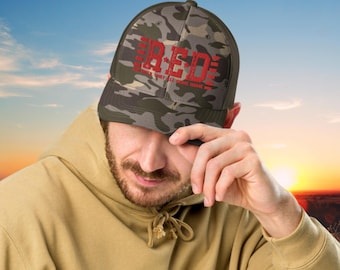 RED Friday Camouflage Trucker Hat US Veterans, Remember Everyone Deployed