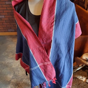 Thailand - Cotton Scarf or Shawl or Wrap - Red, White, & Blue