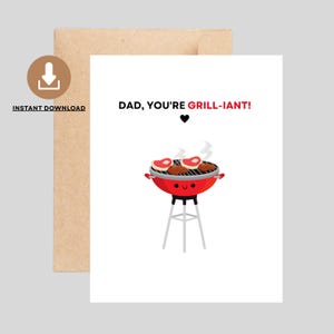 Niedliche sofort-Download-Karte für Papa, Papa du bist grillig, druckbare lustige Vatertagskarte, Vatertags-Wortspiel Karte, Grillliebhaber Papa, Digital