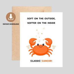 Biglietto d'auguri stampabile per il segno zodiacale del Cancro, biglietto d'auguri digitale per il segno zodiacale del Cancro, biglietto d'auguri con download immediato, biglietto d'auguri per il segno zodiacale del Cancro