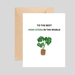 meilleure maman du monde, carte drôle de fête des mères, jolie carte de fête des mères, carte de jeu de mots pour maman, carte d'anniversaire de maman, maman amoureuse des plantes, monstera