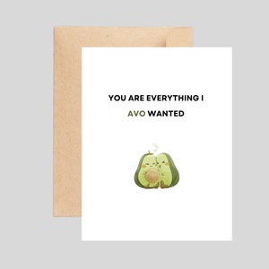 avocado funny love card, cute pun card, valentines day card, birthday card, anniversary card, card for him, card for her, food pun cards