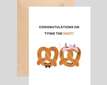 Parabéns pelo casamento! - Cartão de casamento com trocadilho engraçado com pretzel