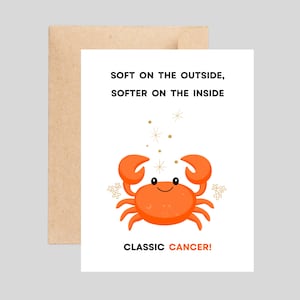 Carte du zodiaque mignonne et amusante pour Cancer, carte d'anniversaire Cancer, carte pour amis ou famille signe Cancer, carte de voeux drôle de jeu de mots astrologie crabe