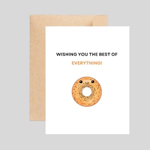 Carte de bagel mignonne et drôle, carte d'anniversaire drôle, carte de voeux drôle, carte de jeu de mots d'anniversaire, carte de voeux vierge faite main