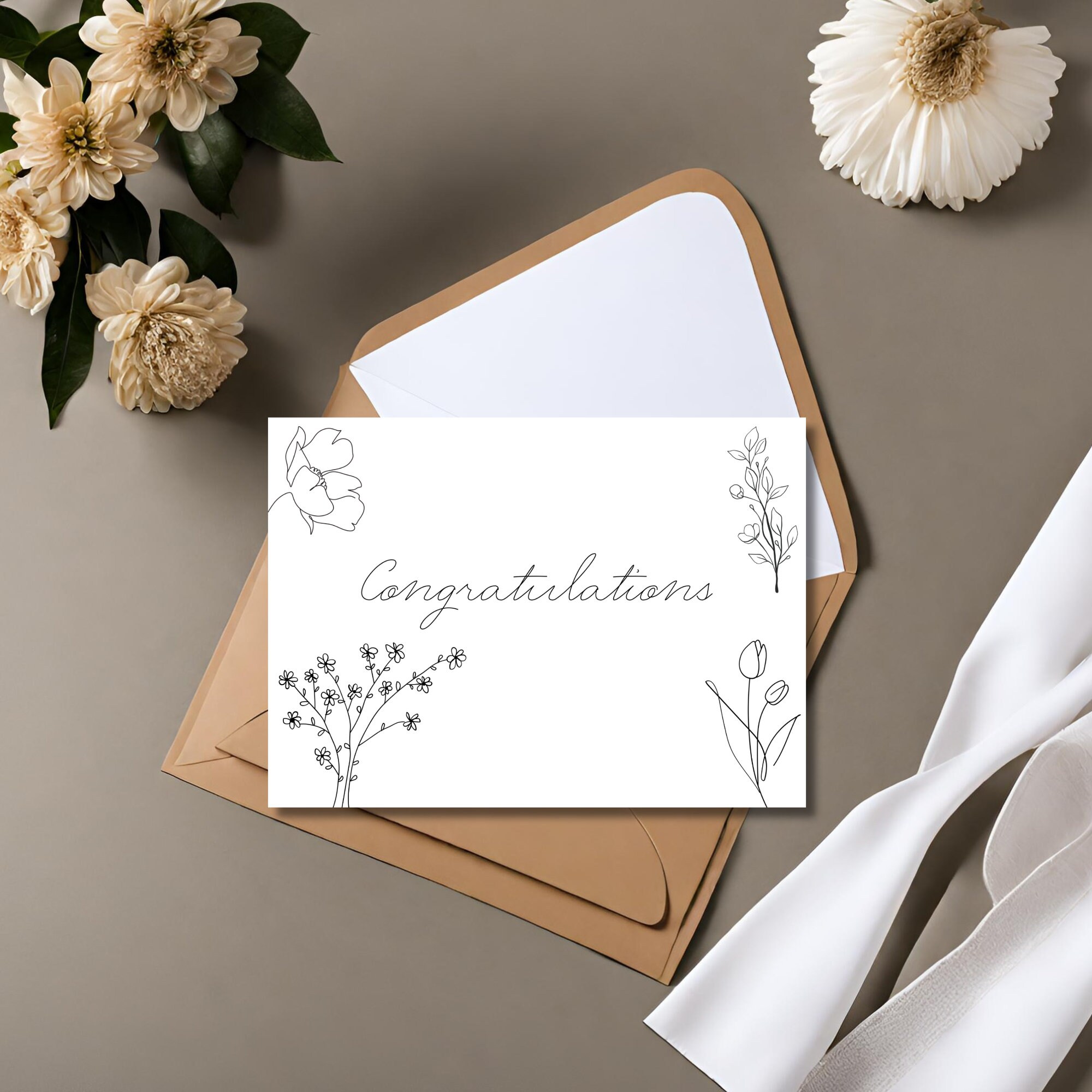 Printable Congratulations Card, Congrats, Black & White, Simple ...