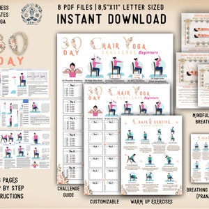 Cadeira Yoga Rápido e Simples: Desafio Guiado de 30 Dias (Iniciantes) | Perda de Peso Rápida Sentado com Exercícios Suaves | Download Digital