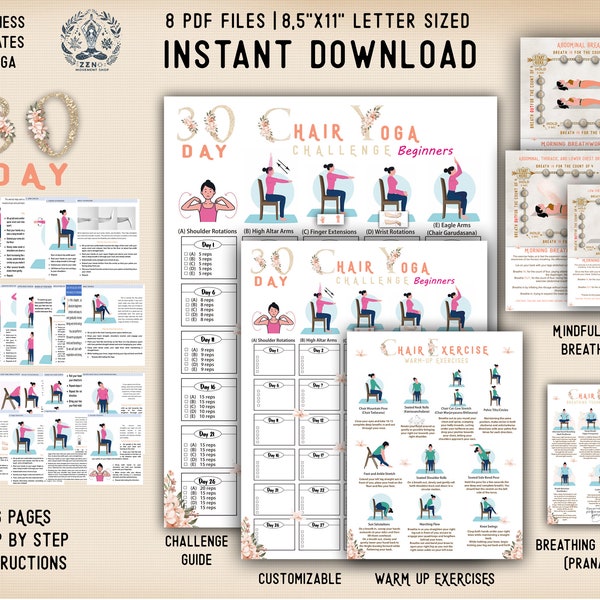 Chair Yoga Quick and Simple: 30-Day Guided Challenge (Beginners) | Rapid Weight Loss Sitting Down with Gentle Exercises | Digital Download