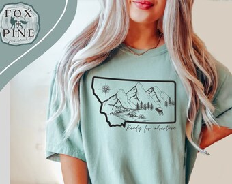 Comfort Comfort® Montana Ready For Adventure Shirt, Montana Tshirt, Hiking Mountain Shirt, Camper Hiker Gift, 406 Local Tee, Made In Montana