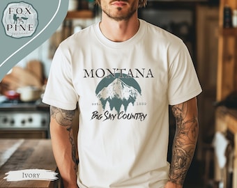 Country Comfort® Montana Big Sky Colors Shirt, Montana Tshirt, Hiking, Mountain Shirt, Camper Hiker Gift, 406 Local Tee, Made In Montana