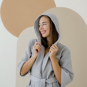 Waffle Unisex Robe, Cotton Bathrobe, Waffle Robe Bridesmaid, Bubble Robe