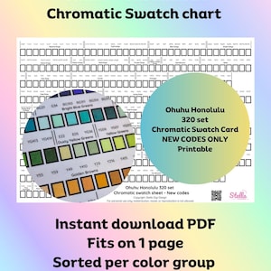 Feuille d'échantillons chromatiques Ohuhu Honolulu 320 marqueurs – Nuancier imprimable, NOUVEAUX CODES