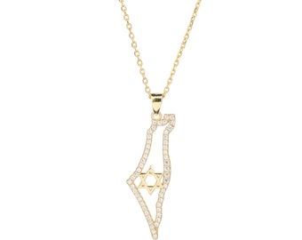 Israel map necklace. Jewish symbol. Made in Israel. Support Israel. Star of David inside the map. Jewish gifts. Jewish Jewlery