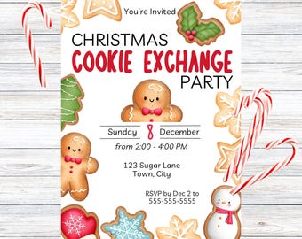 Christmas Cookie Exchange Invitation: Gingerbread Party (Editable Template)