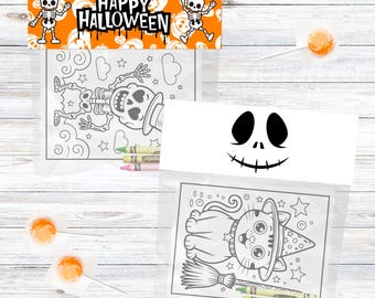 Halloween Coloring Gift Bag Pack, Coloring Pages, Non-candy Halloween Treat Bag, Favor Bag, Printable