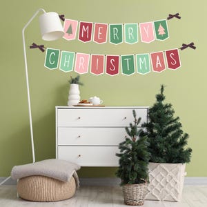 Merry Christmas Banner zum Ausdrucken: Bunte Weihnachtsdekoration zum Ausdrucken (Digitaler Download)