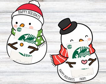 Kaarthouder sneeuwpop vakantiecadeau, kaarthouder kerstcadeau, afdrukbare kaarten, afdrukbare kerst