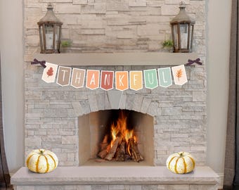 Bannière de remerciement imprimable : décoration colorée pour Thanksgiving (téléchargement numérique)