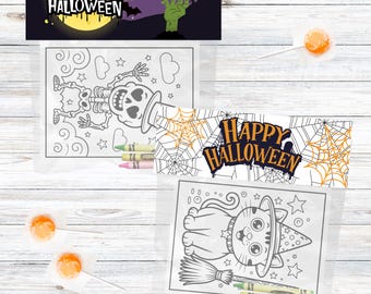 Halloween Coloring Gift Bag Pack, Coloring Pages, Non-candy Halloween Treat Bag, Favor Bag, Printable