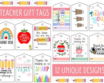 Teacher Appreciation Gift Tags: 12 Unique Designs (PDF Printable)