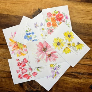 Cartões comemorativos de flores em aquarela - estampas
