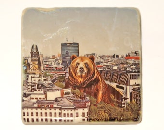 Antique Marble tile with a Berlin bear