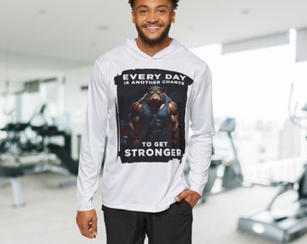 Mighty Gym Rat: Empowering Fitness Illustration Men's Sports Warmup Hoodie (AOP)