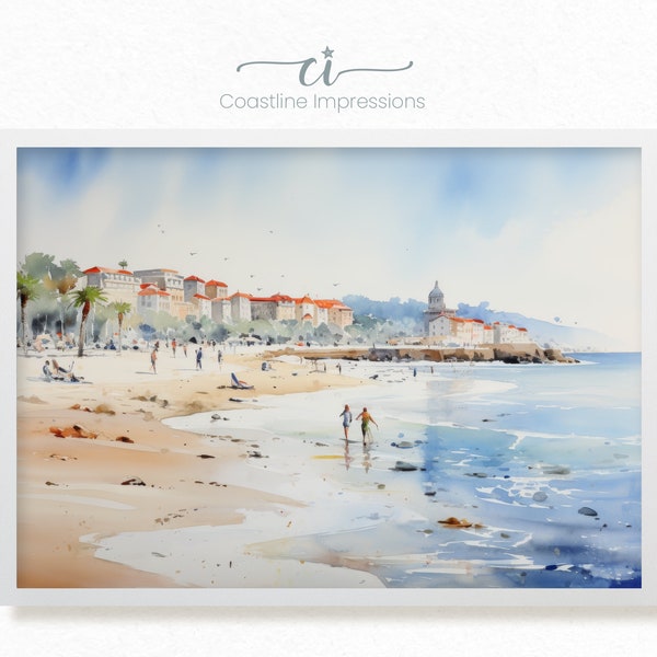 Riviera Retreat: Coastal Serenity, Wall Art, Coastal Art, Seascape, South of France, Textured Watercolor Paper