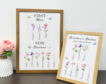 Mother's Day Gift-Personalized Birthflower frame gift-Photo Frame-Gift for Mom/Grandma/Nana-Grandma's Garden Gift Gift