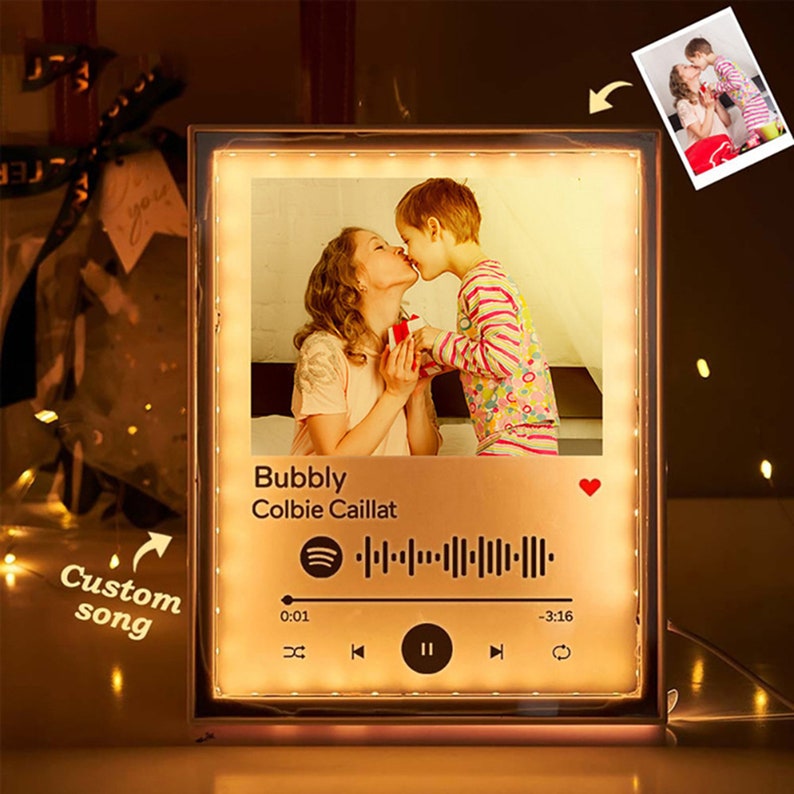LED Mirror lamp Personalized Photo Light Customized songs Bedroom Decoration Mother's Day gift image 5