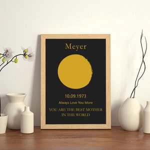 Decorazione murale con fasi lunari, cornice per foto lunari personalizzata, regalo di compleanno personalizzato, regalo per il giorno della tua nascita, mappa delle stelle per data, regalo per la festa del papà