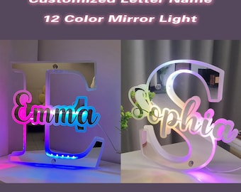 Custom Led Mirror Light up Letter, Personalized Inital Name Mirror Neon ...