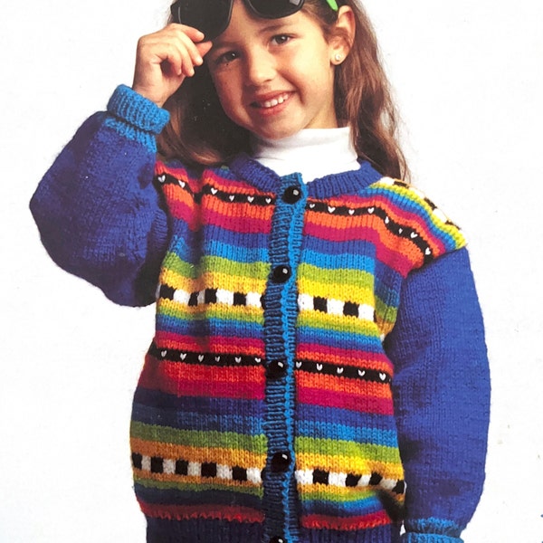 Knit Kids Rainbow Cardigan Knitting Pattern PDF Digital Download