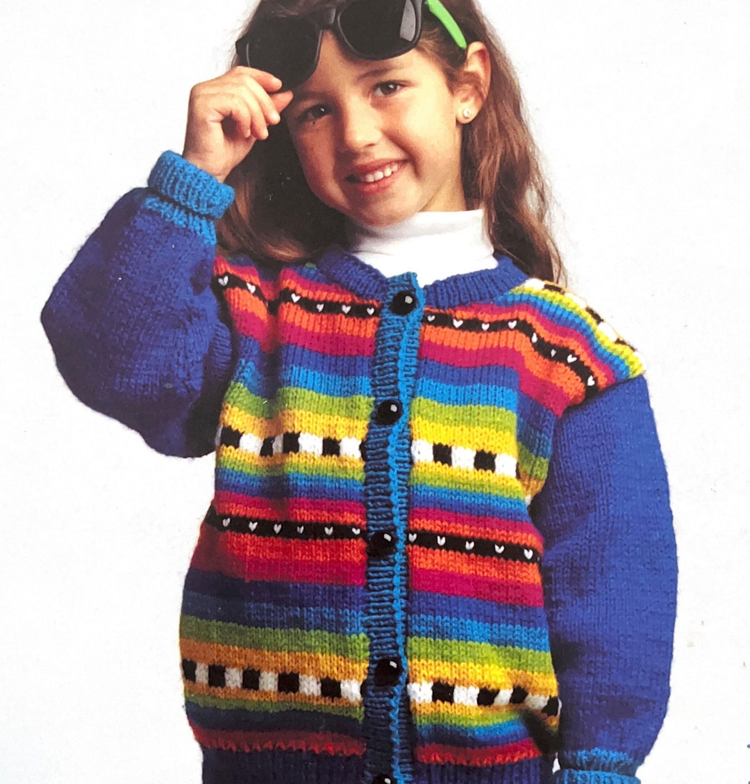 Knit Kids Rainbow Cardigan Knitting Pattern PDF Digital Download - Etsy