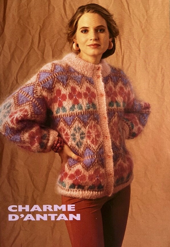 Knit Cardigan Jacquard Vintage Pattern PDF Digital Download