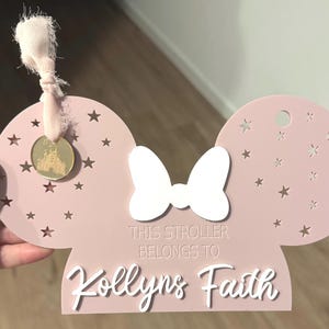 Modern acrylic stroller tag GREAT AMUSEMENT PARK