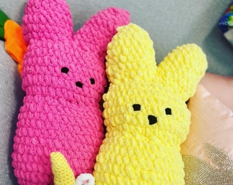 Crochet Pink Sparkle Peep Bunny Stuffed Animal Pillow