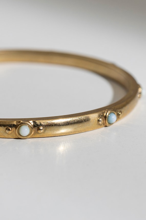 Vintage Gold Tone Bangle with White Beads