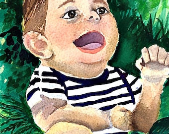 Custom Watercolor Portrait Painting People or Pets from Photo