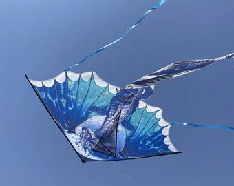 Blue Dragon Kite – Fantasy Flying Dragon Kite for Kids & Adults, Easy Outdoor Fun with Fiberglass Frame