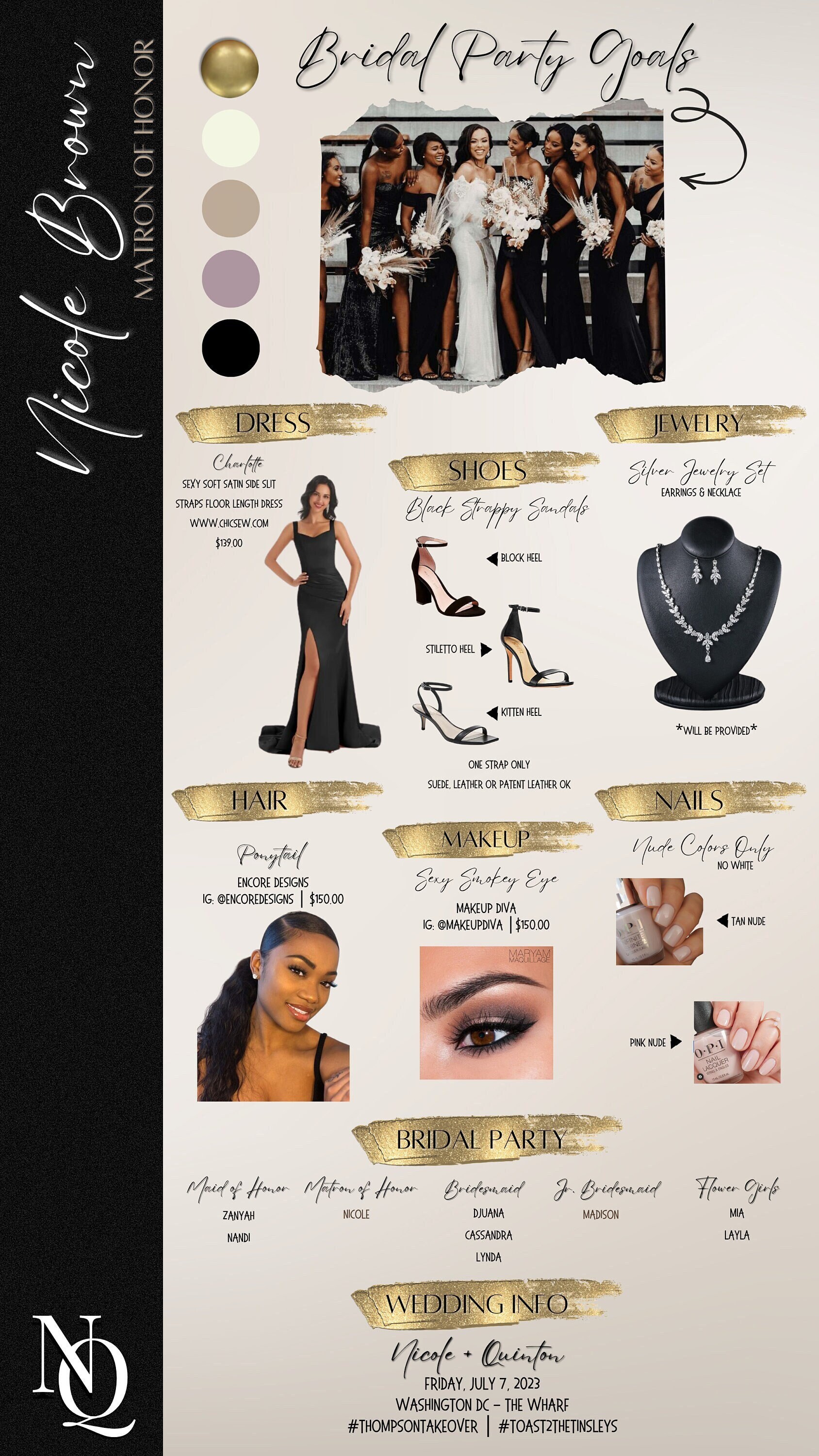 Editable Bridesmaid Info Template Bridal Party Information Flyer