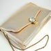 Ande Gold Lame Evening Clutch Vintage with Optional Chain Rhinestone Hinged Clasp