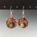 Southwest Style Round Hammered Copper Disk and Turquoise Dangle Earrings KHE 1908
